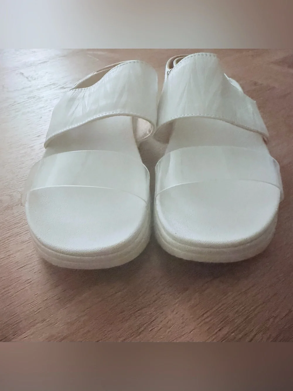Vionic Karleen White Leather Slingback Platform Comfort Velcro Sandals